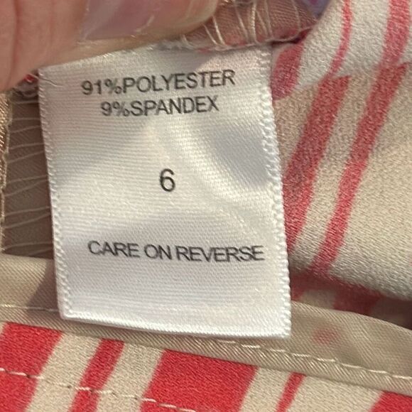 NY&C New York & Co Pants Womens 6 Wide Leg Pink & White Knit Stretch Abstract - Picture 6 of 7